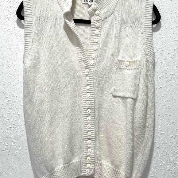 One Step Ahead White vintage Cardigan Sweater Medium - Picture 2 of 6